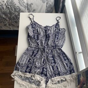 Navy patterned romper